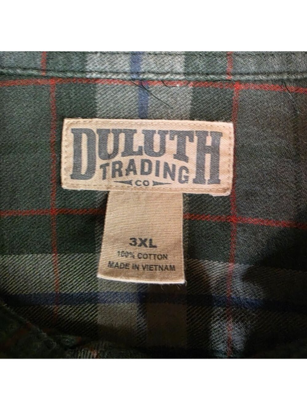 Duluth Trading Co Mens 3XL Green Plaid Button-Front Shirt 100% Cotton Dual Chest - Picture 3 of 9